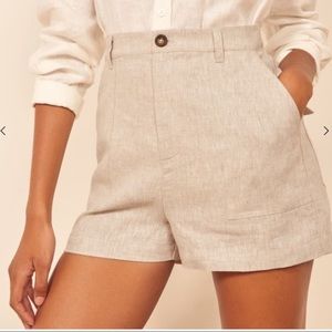 NWT REFORMATION Sterling Linen Shorts Sand